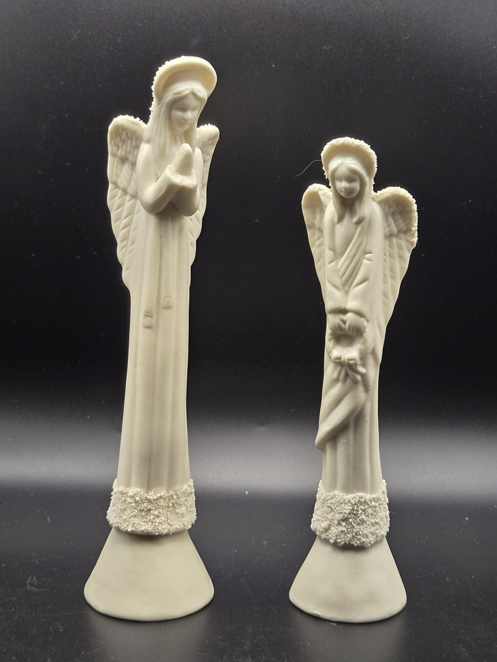 Pencil Angel Figurine White Wreath & Praying Hands Set